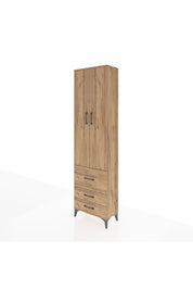Arges Dolap 4 Raflı 3 Çekmeceli 2 Kapaklı 60x30x221 Çam-Çam
