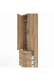 Arges Dolap 4 Raflı 3 Çekmeceli 2 Kapaklı 60x30x221 Çam-Çam