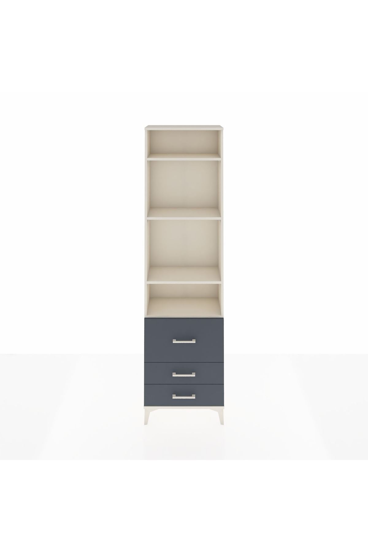 Arges Dolap 4 Raflı 3 Çekmeceli 60x30x221 Aytaşı-Antrasit