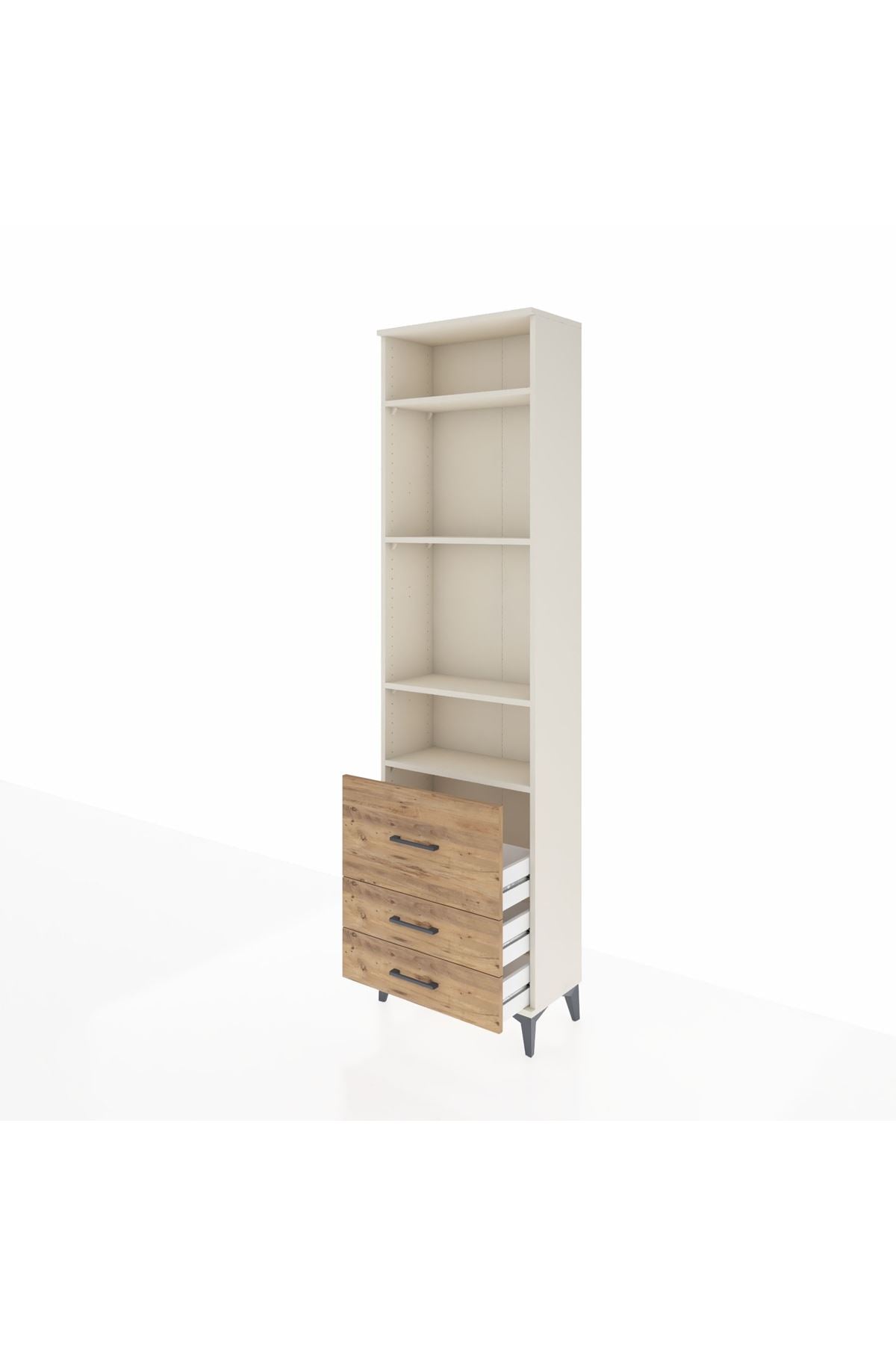 Arges Dolap 4 Raflı 3 Çekmeceli 60x30x221 Aytaşı-Çam