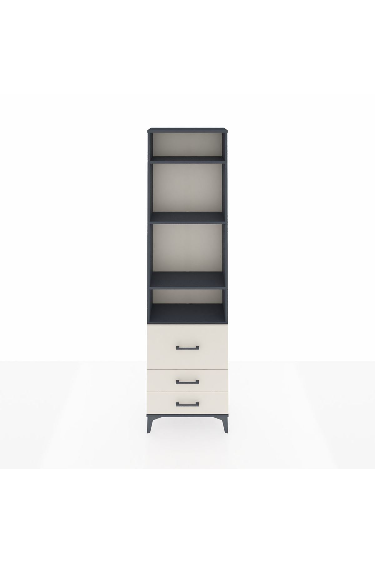 Arges Dolap 4 Raflı 3 Çekmeceli 60x30x221 Antrasit-Aytaşı