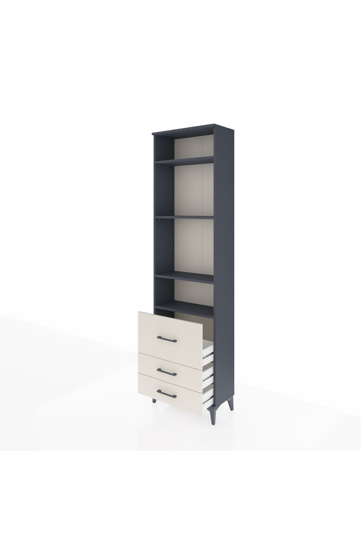 Arges Dolap 4 Raflı 3 Çekmeceli 60x30x221 Antrasit-Aytaşı