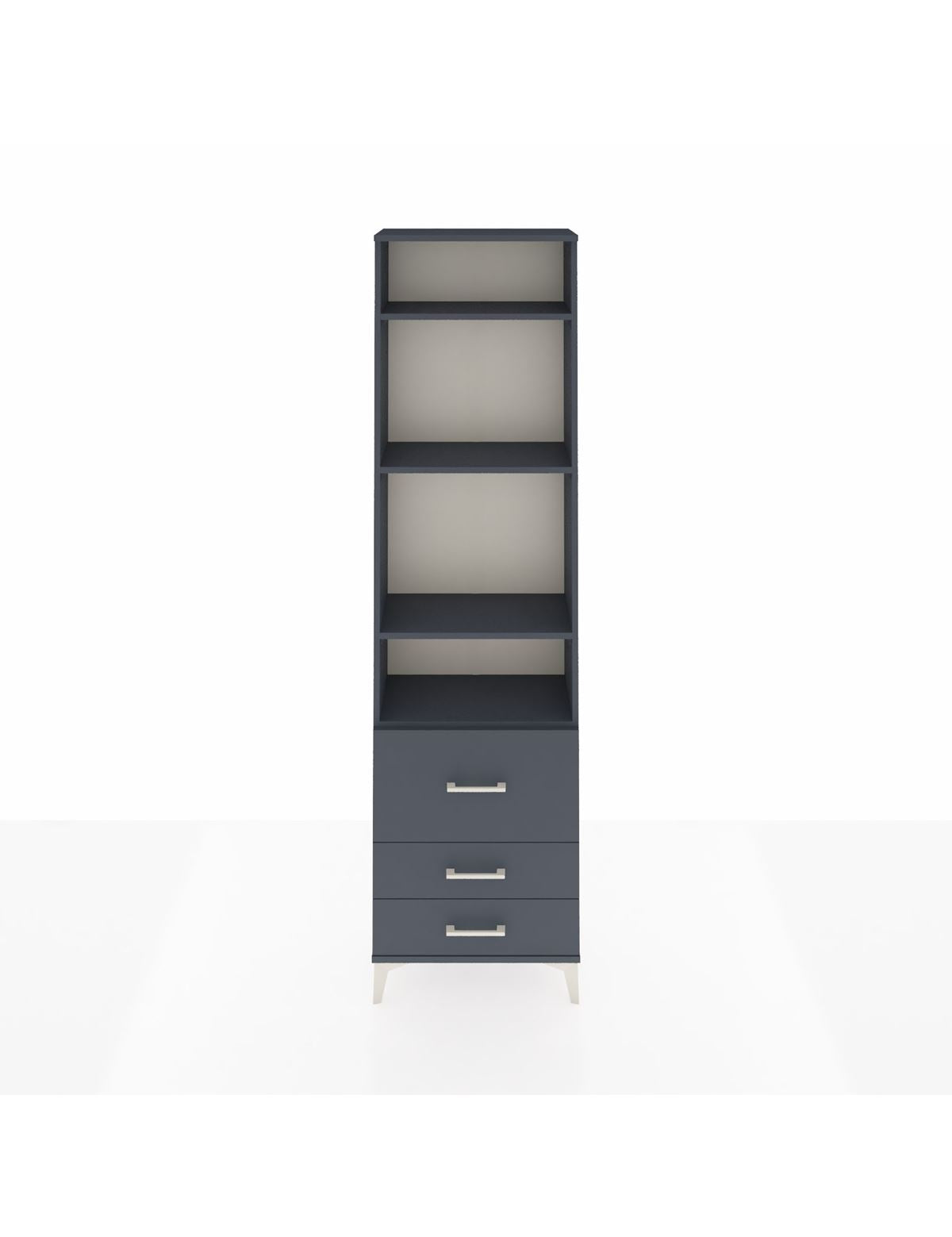 Arges Dolap 4 Raflı 3 Çekmeceli 60x30x221 Antrasit-Antrasit