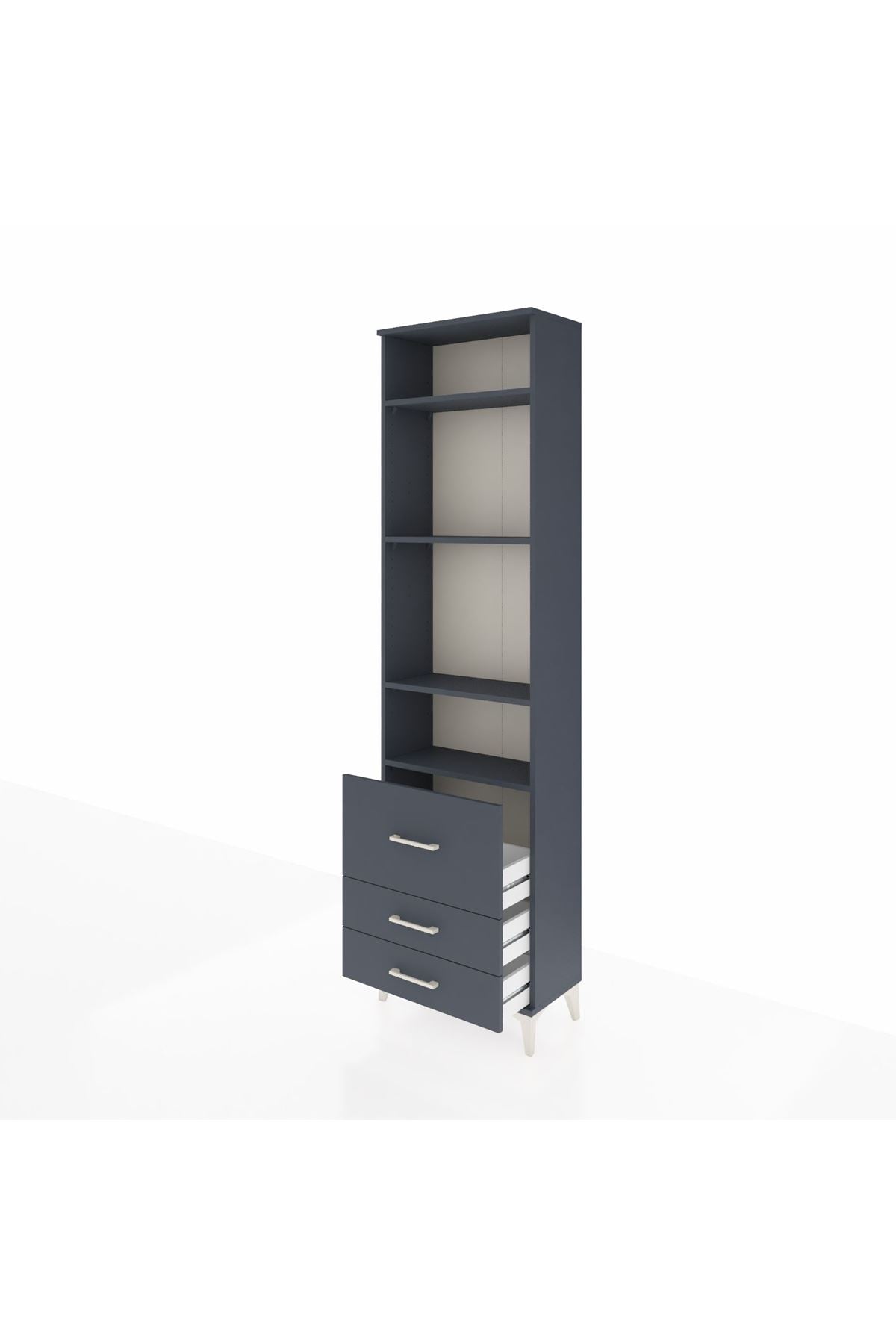 Arges Dolap 4 Raflı 3 Çekmeceli 60x30x221 Antrasit-Antrasit