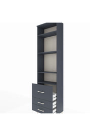 Arges Dolap 4 Raflı 3 Çekmeceli 60x30x221 Antrasit-Antrasit