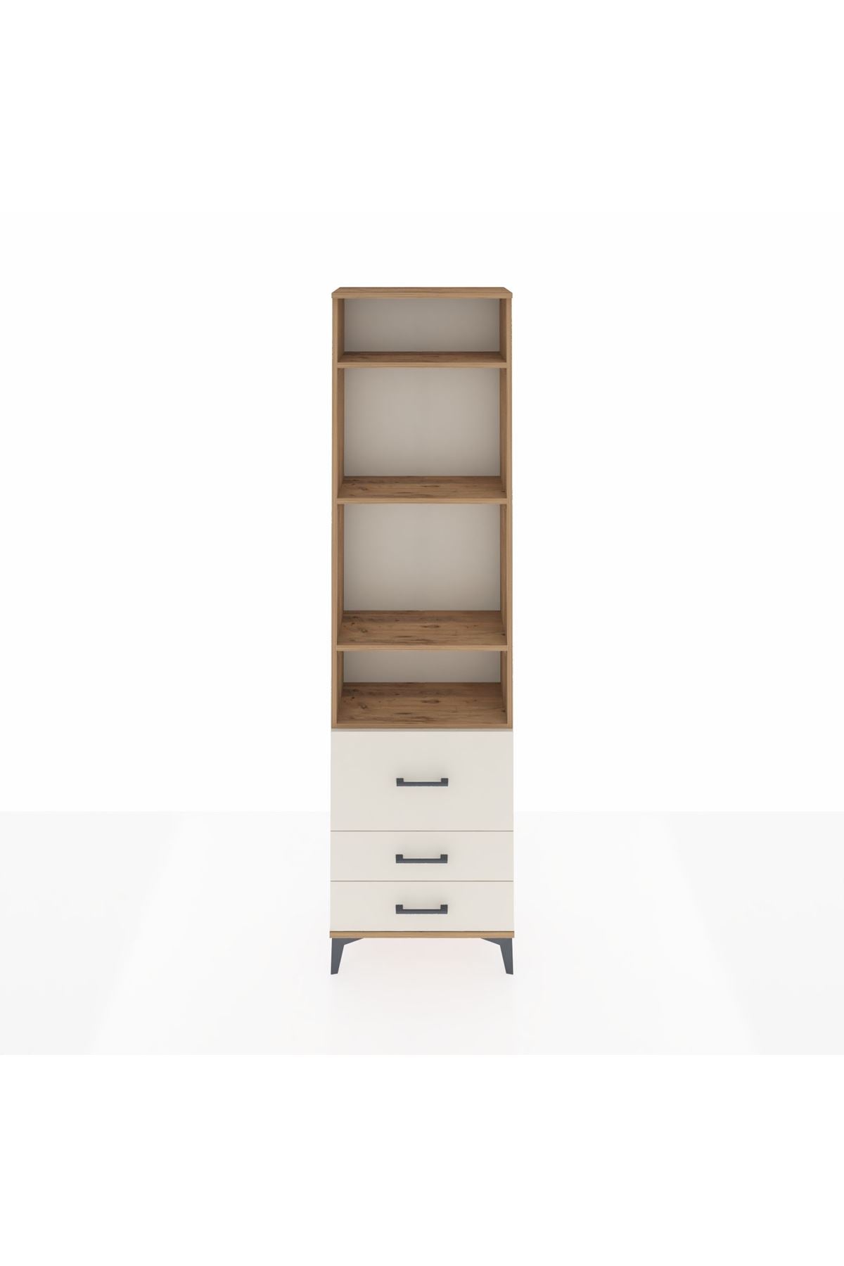 Arges Dolap 4 Raflı 3 Çekmeceli 60x30x221 Çam-Aytaşı