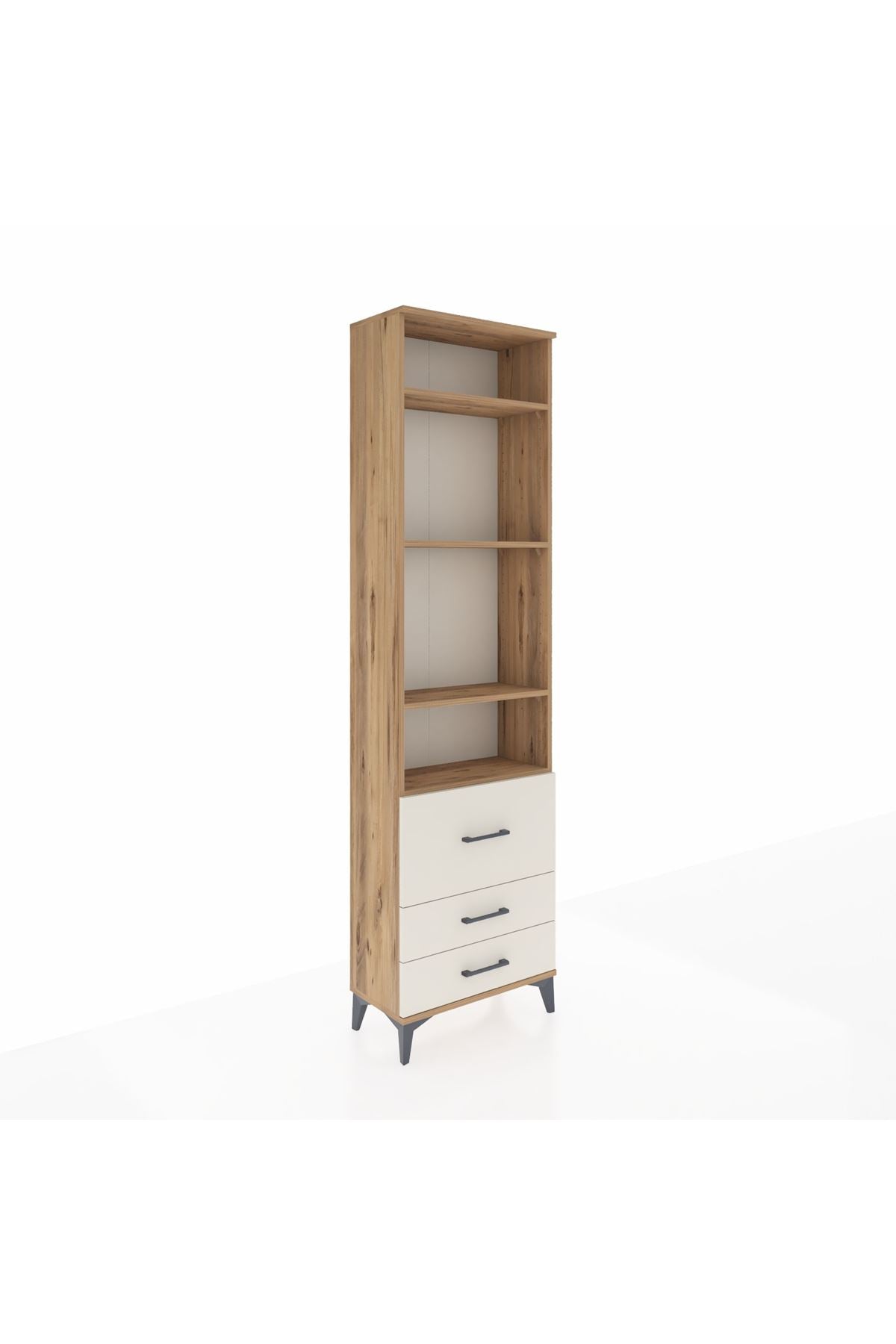 Arges Dolap 4 Raflı 3 Çekmeceli 60x30x221 Çam-Aytaşı