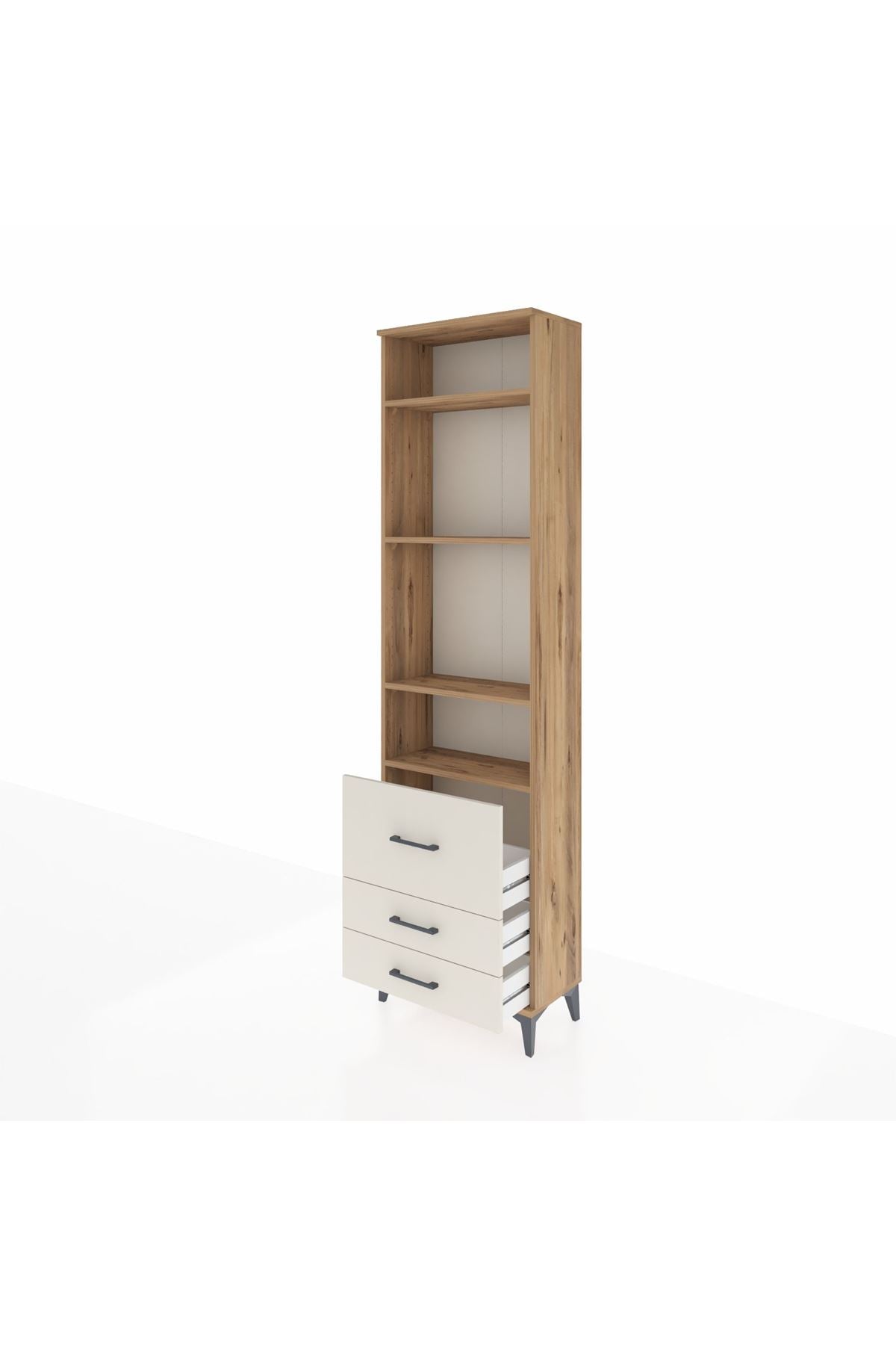 Arges Dolap 4 Raflı 3 Çekmeceli 60x30x221 Çam-Aytaşı