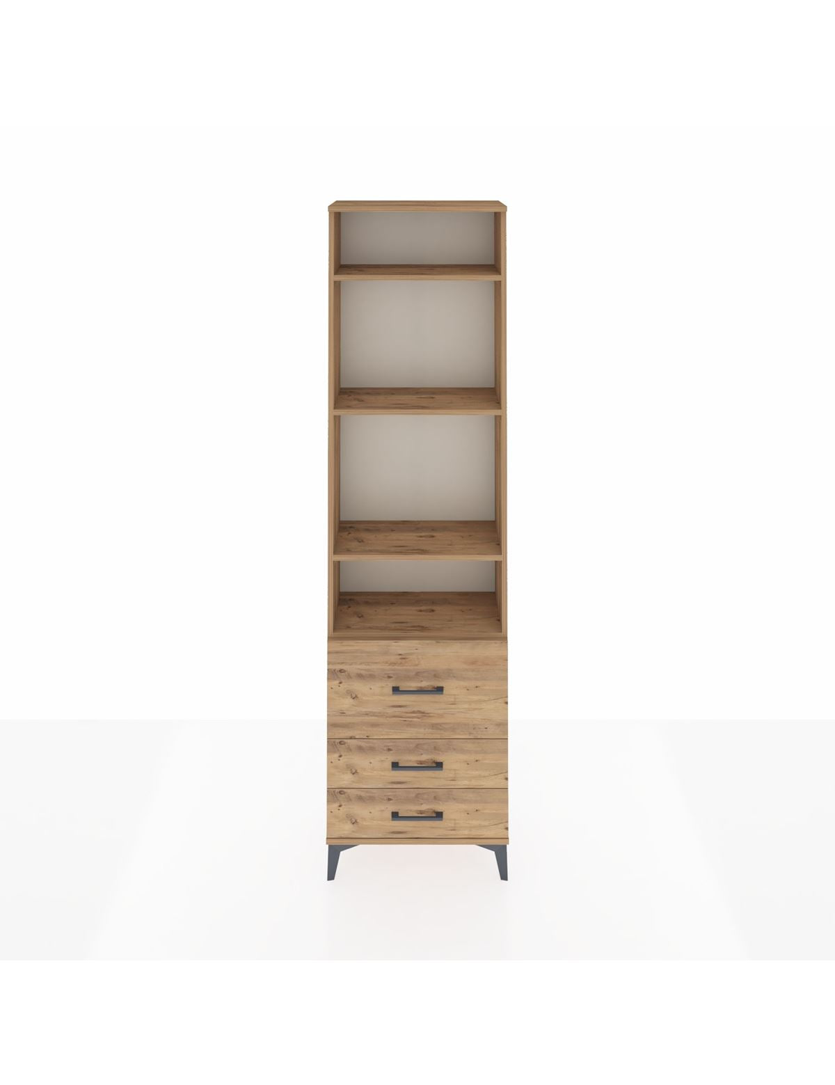 Arges Dolap 4 Raflı 3 Çekmeceli 60x30x221 Çam-Çam