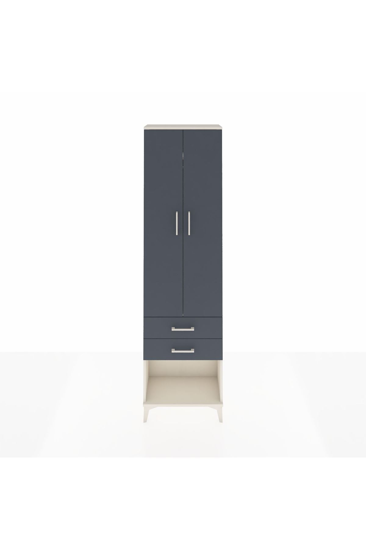 Arges Dolap 2 Raflı 2 Çekmeceli Tek Askılı 60x30x221 Aytaşı-Antrasit