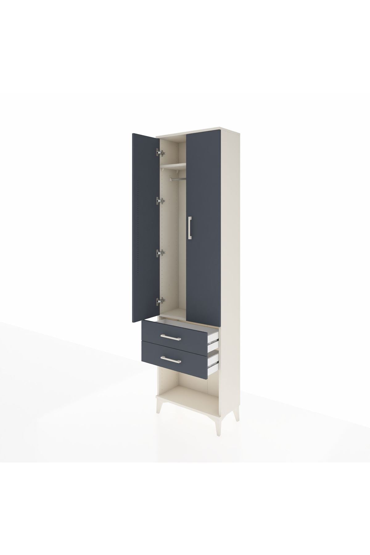 Arges Dolap 2 Raflı 2 Çekmeceli Tek Askılı 60x30x221 Aytaşı-Antrasit