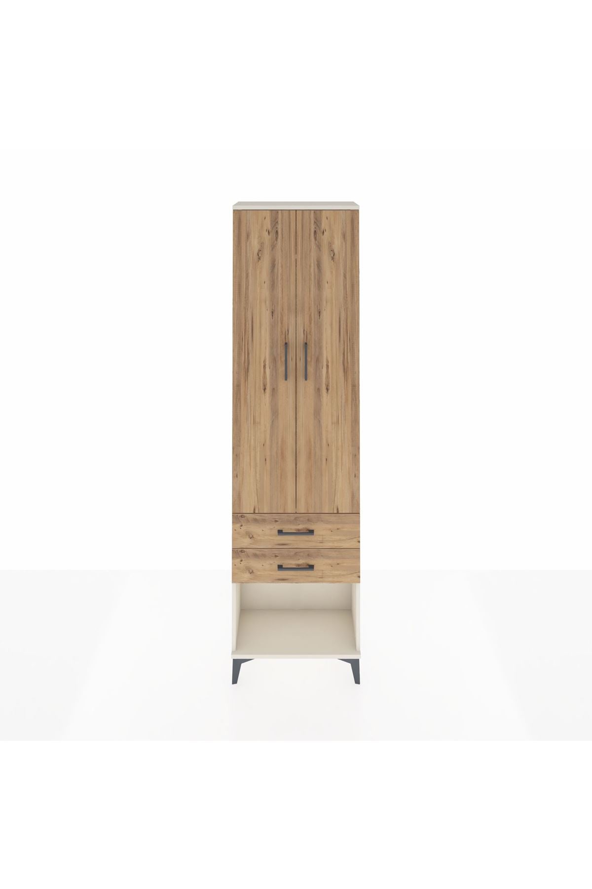 Arges Dolap 2 Raflı 2 Çekmeceli Tek Askılı 60x30x221 Aytaşı-Çam