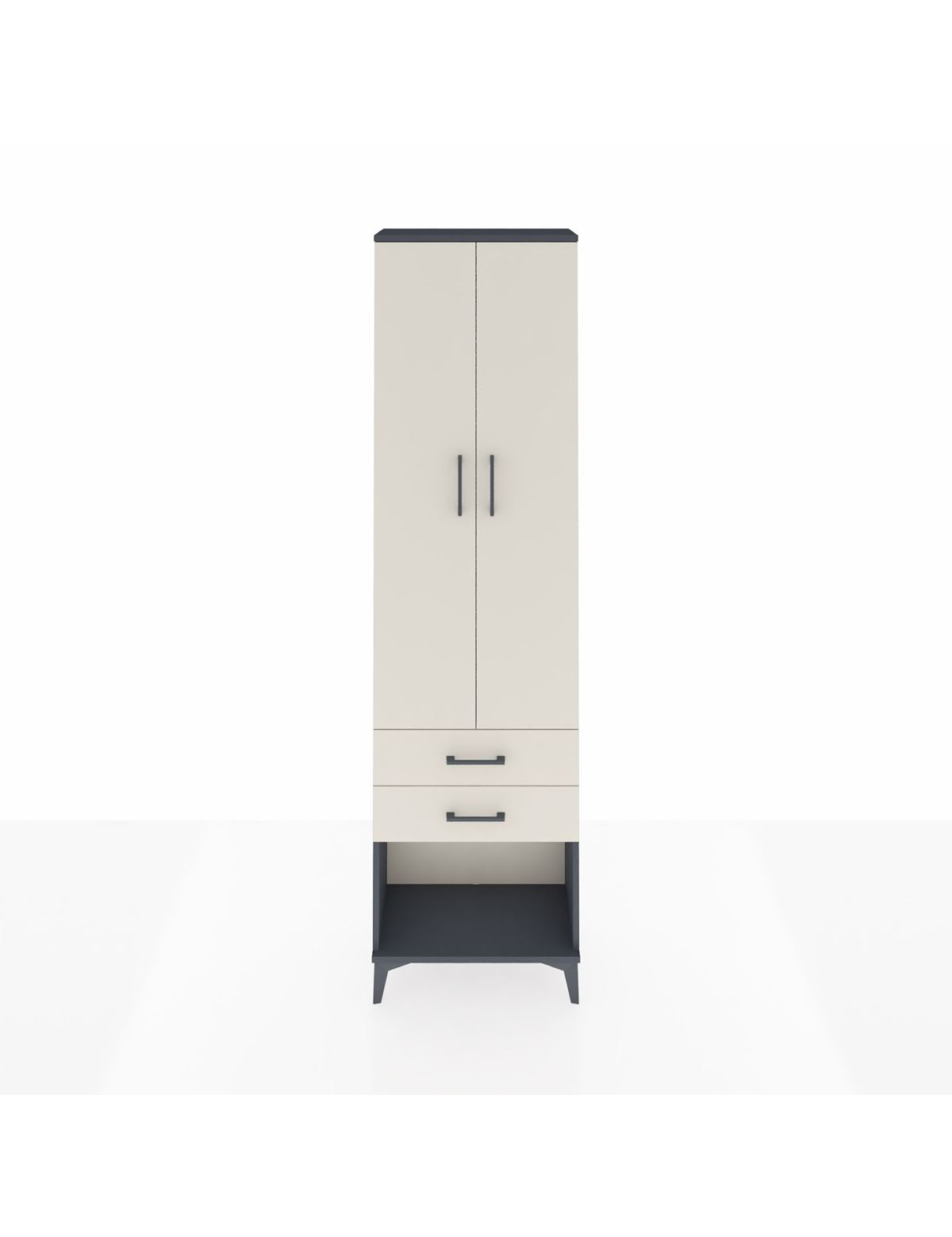 Arges Dolap 2 Raflı 2 Çekmeceli Tek Askılı 60x30x221 Antrasit-Aytaşı