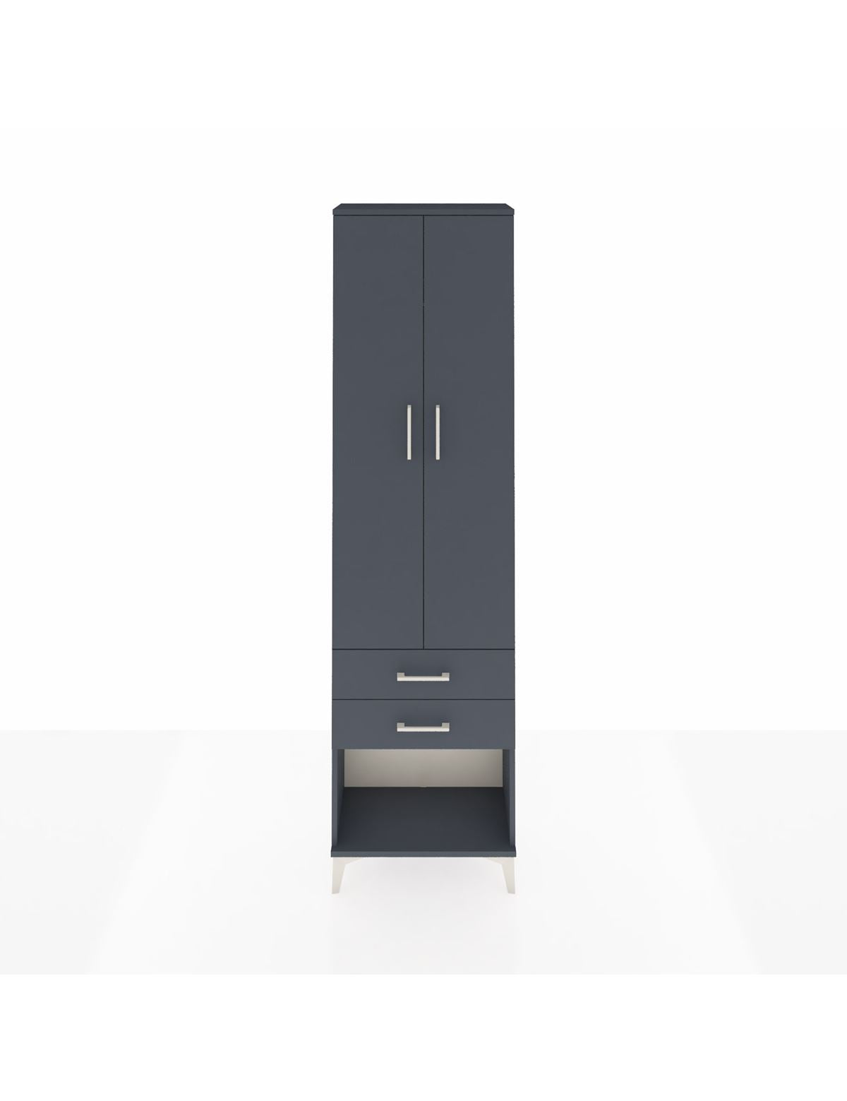 Arges Dolap 2 Raflı 2 Çekmeceli Tek Askılı 60x30x221 Antrasit-Antrasit