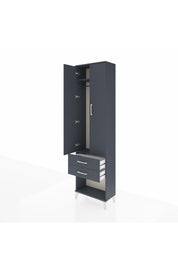 Arges Dolap 2 Raflı 2 Çekmeceli Tek Askılı 60x30x221 Antrasit-Antrasit