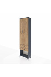 Arges Dolap 2 Raflı 2 Çekmeceli Tek Askılı 60x30x221 Antrasit-Çam