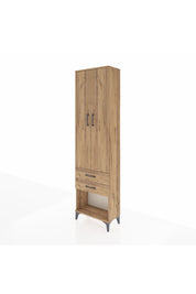 Arges Dolap 2 Raflı 2 Çekmeceli Tek Askılı 60x30x221 Çam-Çam