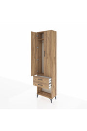 Arges Dolap 2 Raflı 2 Çekmeceli Tek Askılı 60x30x221 Çam-Çam