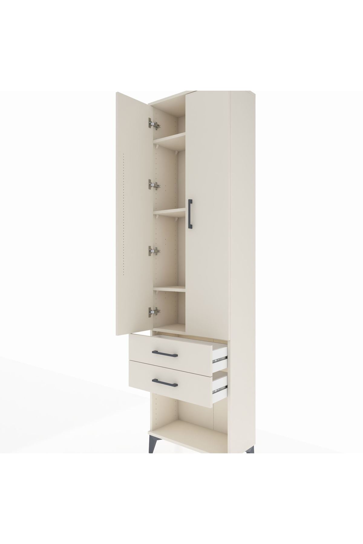 Arges Dolap 4 Raflı 2 Çekmeceli 2 Kapaklı 60x30x221 Aytaşı-Aytaşı