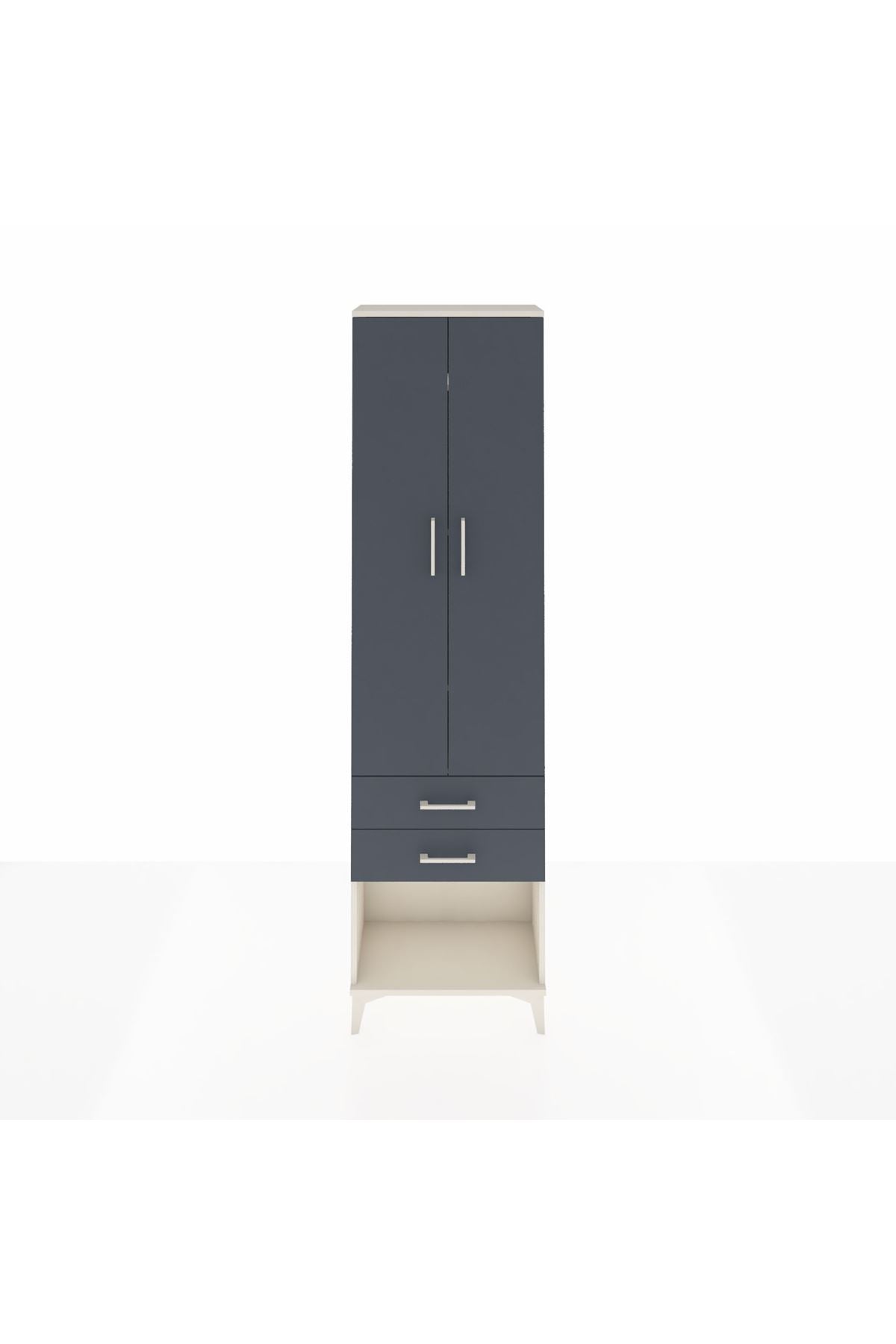 Arges Dolap 4 Raflı 2 Çekmeceli 2 Kapaklı 60x30x221 Aytaşı-Antrasit