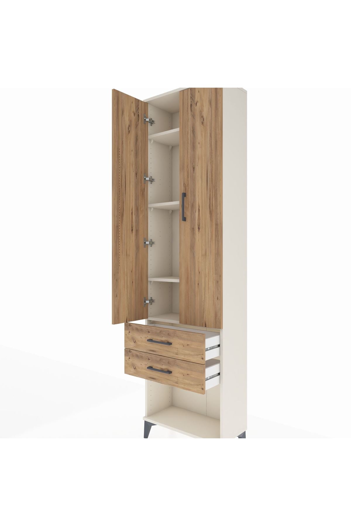 Arges Dolap 4 Raflı 2 Çekmeceli 2 Kapaklı 60x30x221 Aytaşı-Çam