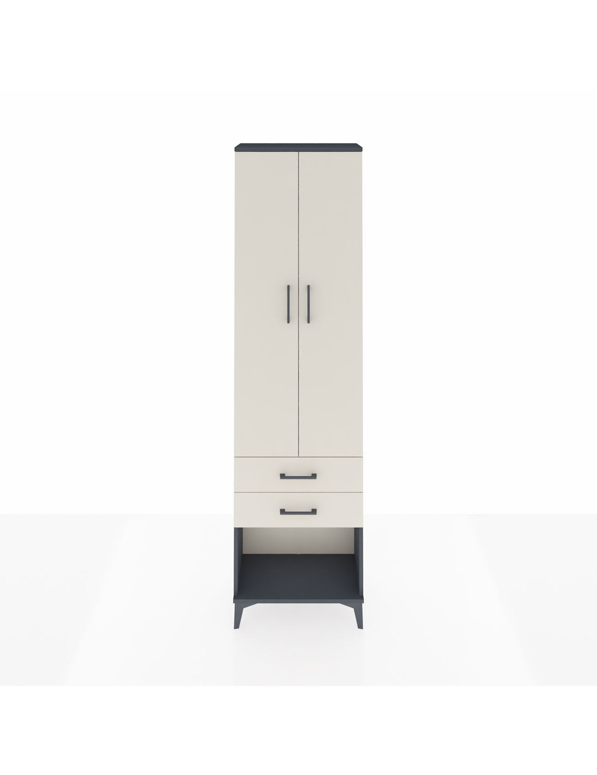 Arges Dolap 4 Raflı 2 Çekmeceli 2 Kapaklı 60x30x221 Antrasit-Aytaşı