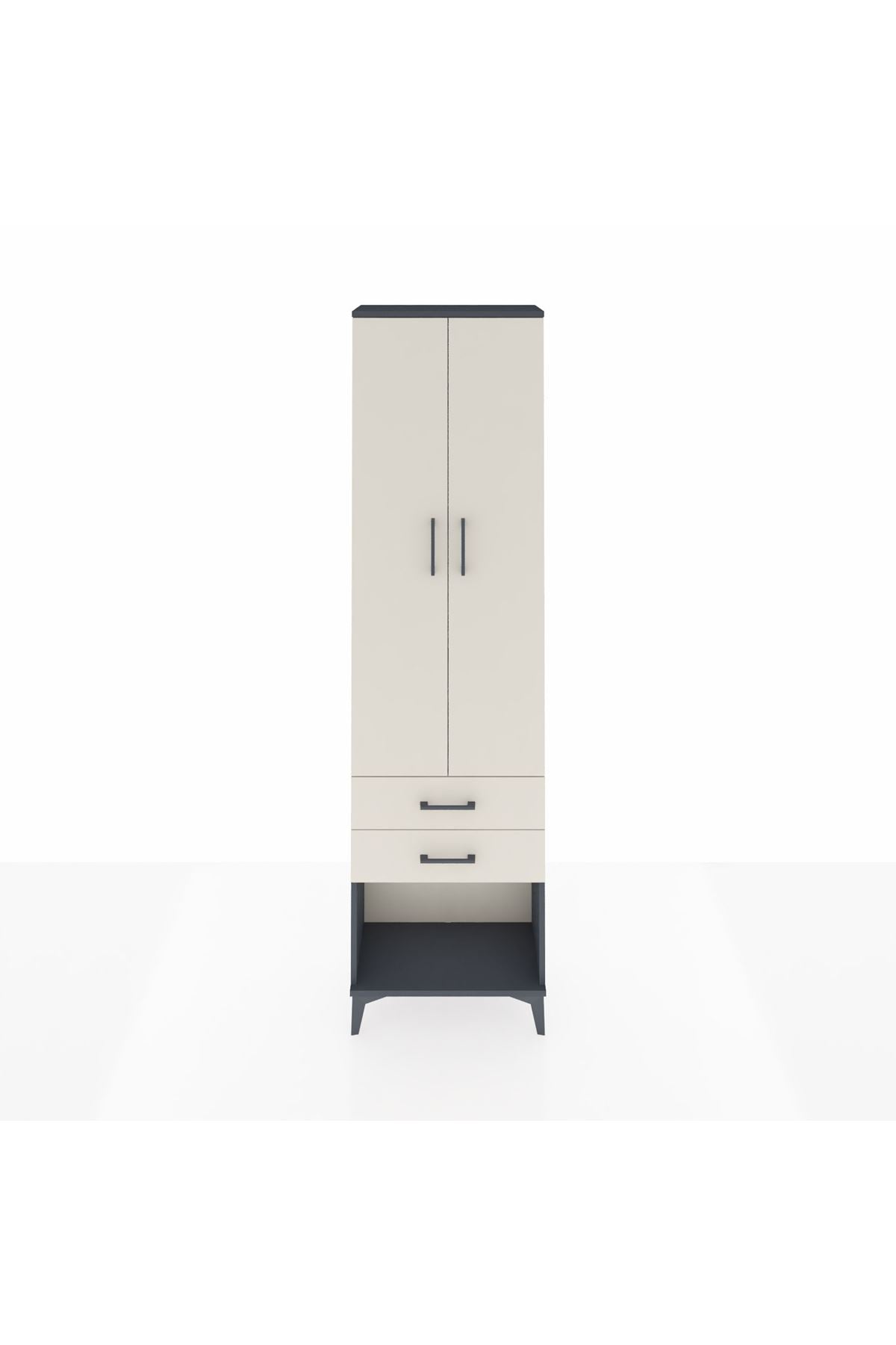 Arges Dolap 4 Raflı 2 Çekmeceli 2 Kapaklı 60x30x221 Antrasit-Aytaşı