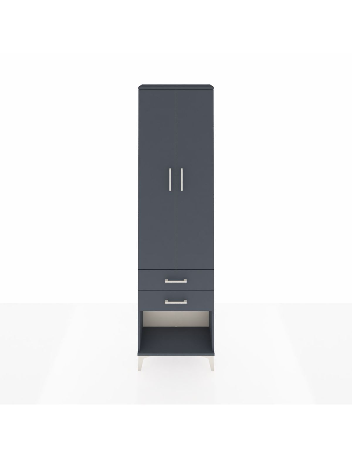 Arges Dolap 4 Raflı 2 Çekmeceli 2 Kapaklı 60x30x221 Antrasit-Antrasit
