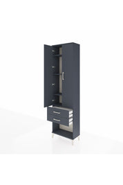 Arges Dolap 4 Raflı 2 Çekmeceli 2 Kapaklı 60x30x221 Antrasit-Antrasit