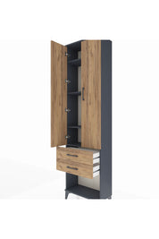 Arges Dolap 4 Raflı 2 Çekmeceli 2 Kapaklı 60x30x221 Antrasit-Çam