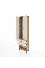 Arges Dolap 4 Raflı 2 Çekmeceli 2 Kapaklı 60x30x221 Çam-Aytaşı