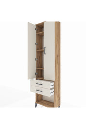 Arges Dolap 4 Raflı 2 Çekmeceli 2 Kapaklı 60x30x221 Çam-Aytaşı
