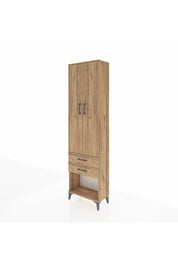 Arges Dolap 4 Raflı 2 Çekmeceli 2 Kapaklı 60x30x221 Çam-Çam