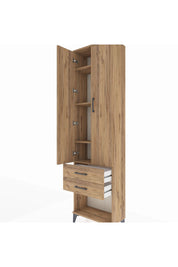 Arges Dolap 4 Raflı 2 Çekmeceli 2 Kapaklı 60x30x221 Çam-Çam