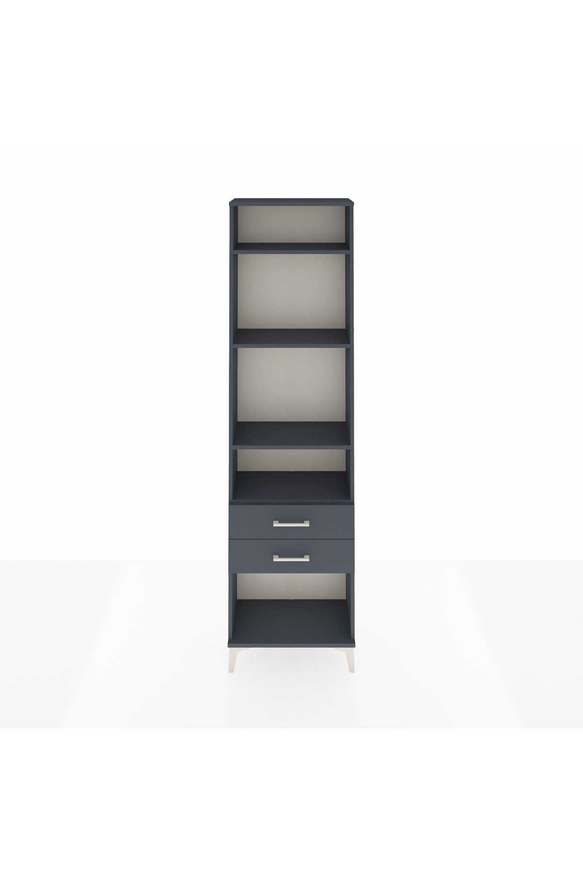 Arges Dolap 4 Raflı 2 Çekmeceli 60x30x221 Antrasit-Antrasit