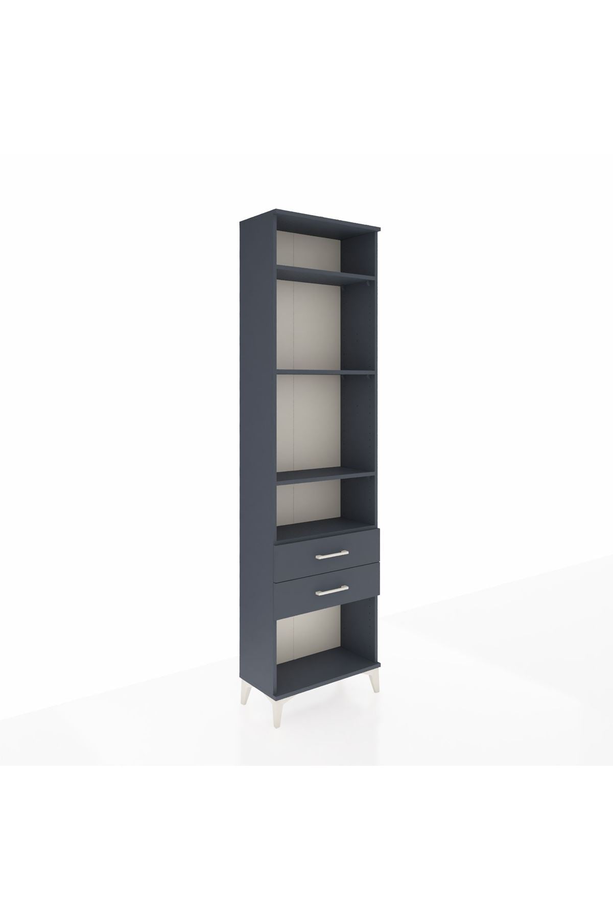 Arges Dolap 4 Raflı 2 Çekmeceli 60x30x221 Antrasit-Antrasit