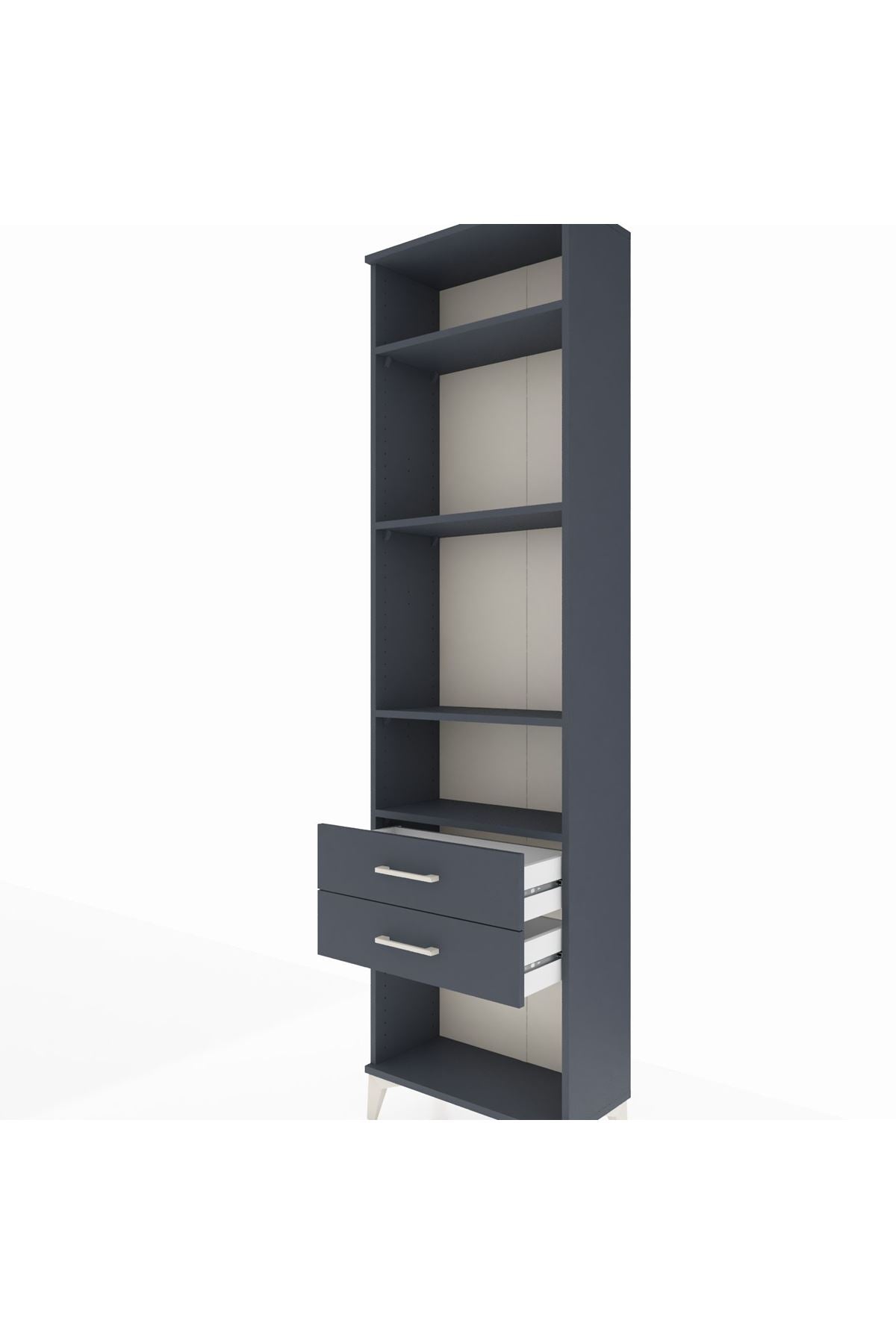 Arges Dolap 4 Raflı 2 Çekmeceli 60x30x221 Antrasit-Antrasit