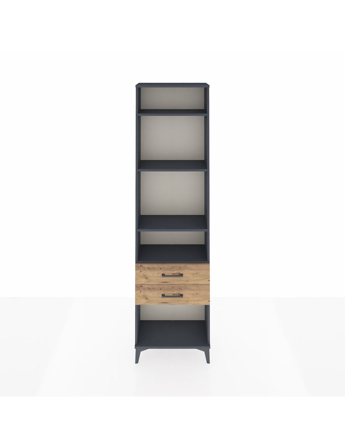 Arges Dolap 4 Raflı 2 Çekmeceli 60x30x221 Antrasit-Çam