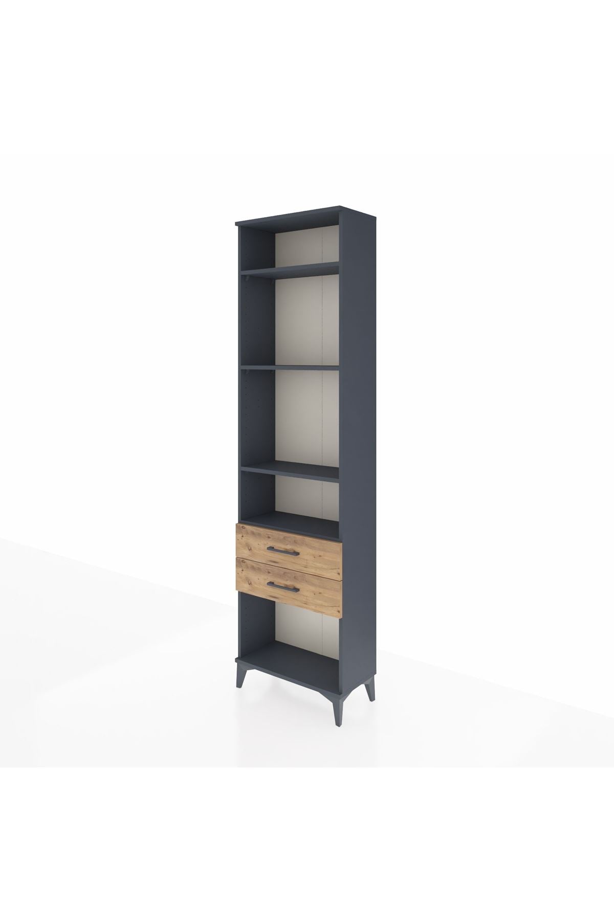 Arges Dolap 4 Raflı 2 Çekmeceli 60x30x221 Antrasit-Çam