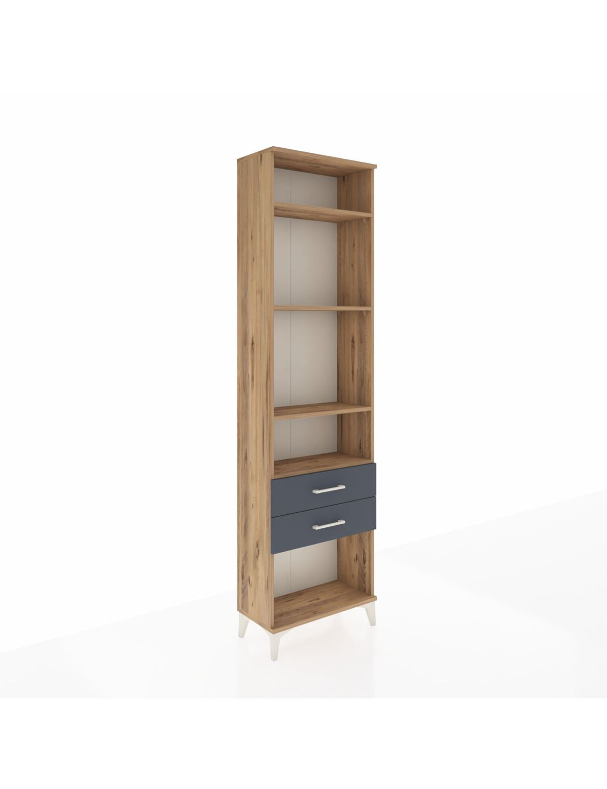 Arges Dolap 4 Raflı 2 Çekmeceli 60x30x221 Çam-Antrasit