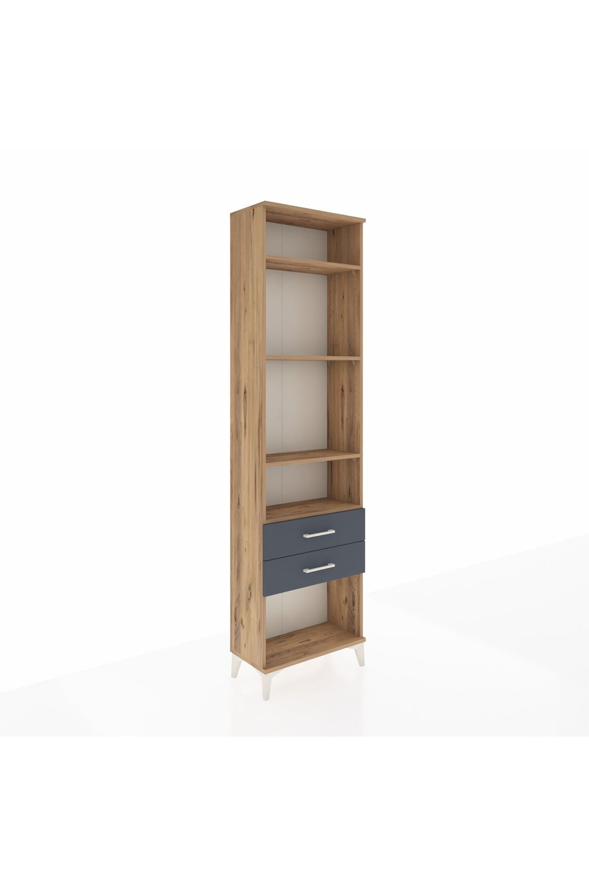 Arges Dolap 4 Raflı 2 Çekmeceli 60x30x221 Çam-Antrasit