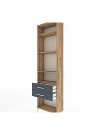 Arges Dolap 4 Raflı 2 Çekmeceli 60x30x221 Çam-Antrasit