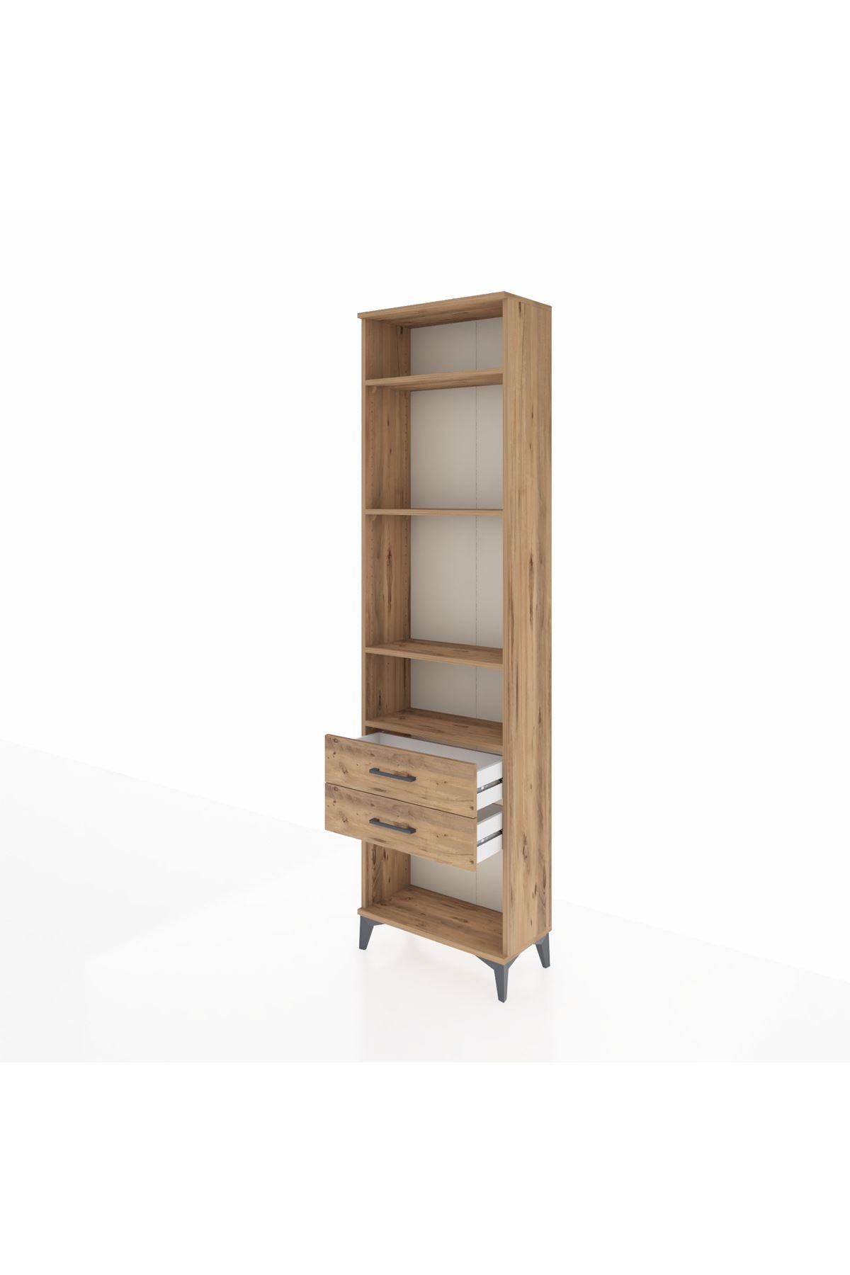 Arges Dolap 4 Raflı 2 Çekmeceli 60x30x221 Çam-Çam