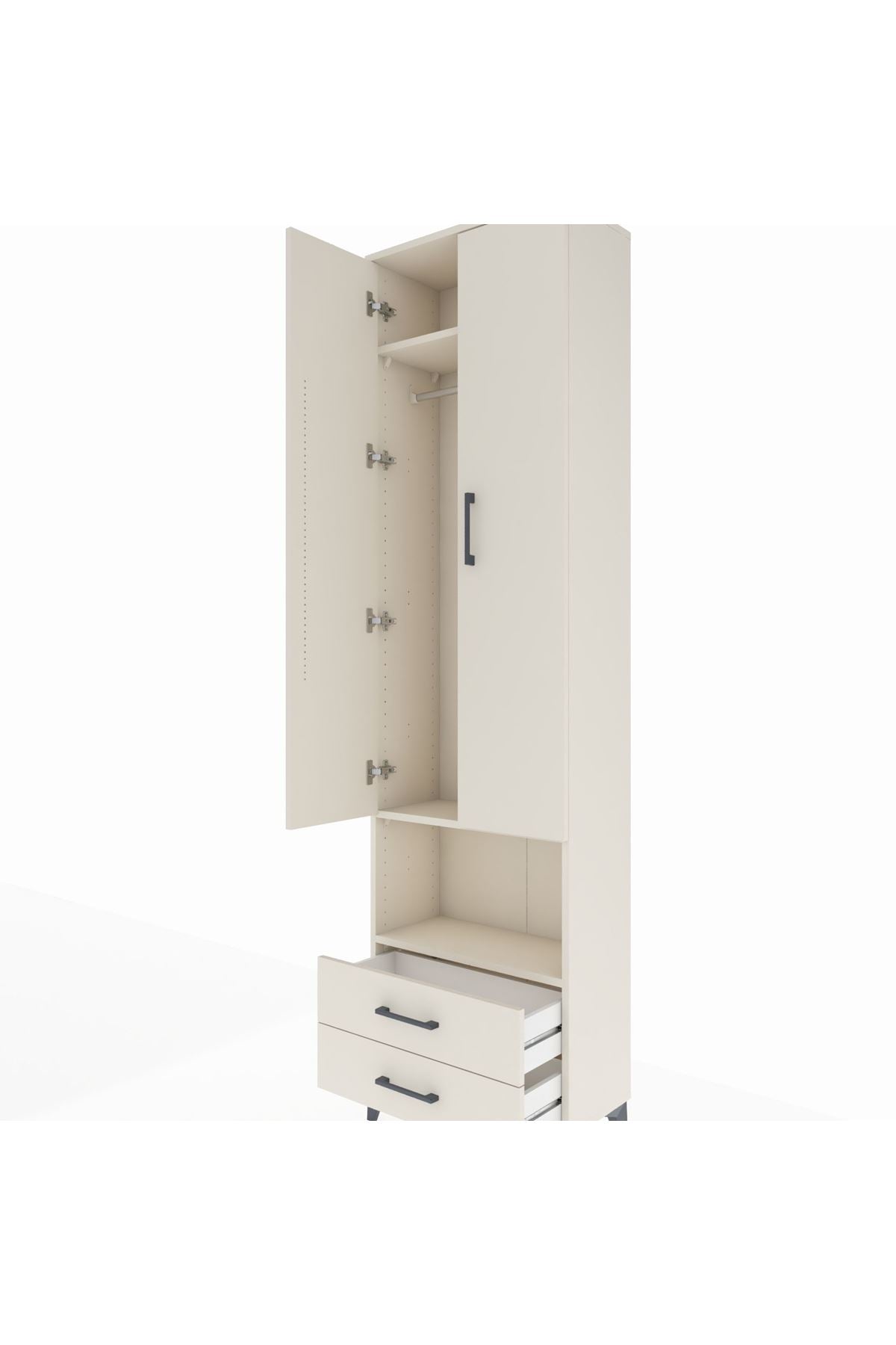 Arges Dolap 3 Raflı 2 Çekmeceli Tek Askılı 60x30x221 Aytaşı-Aytaşı