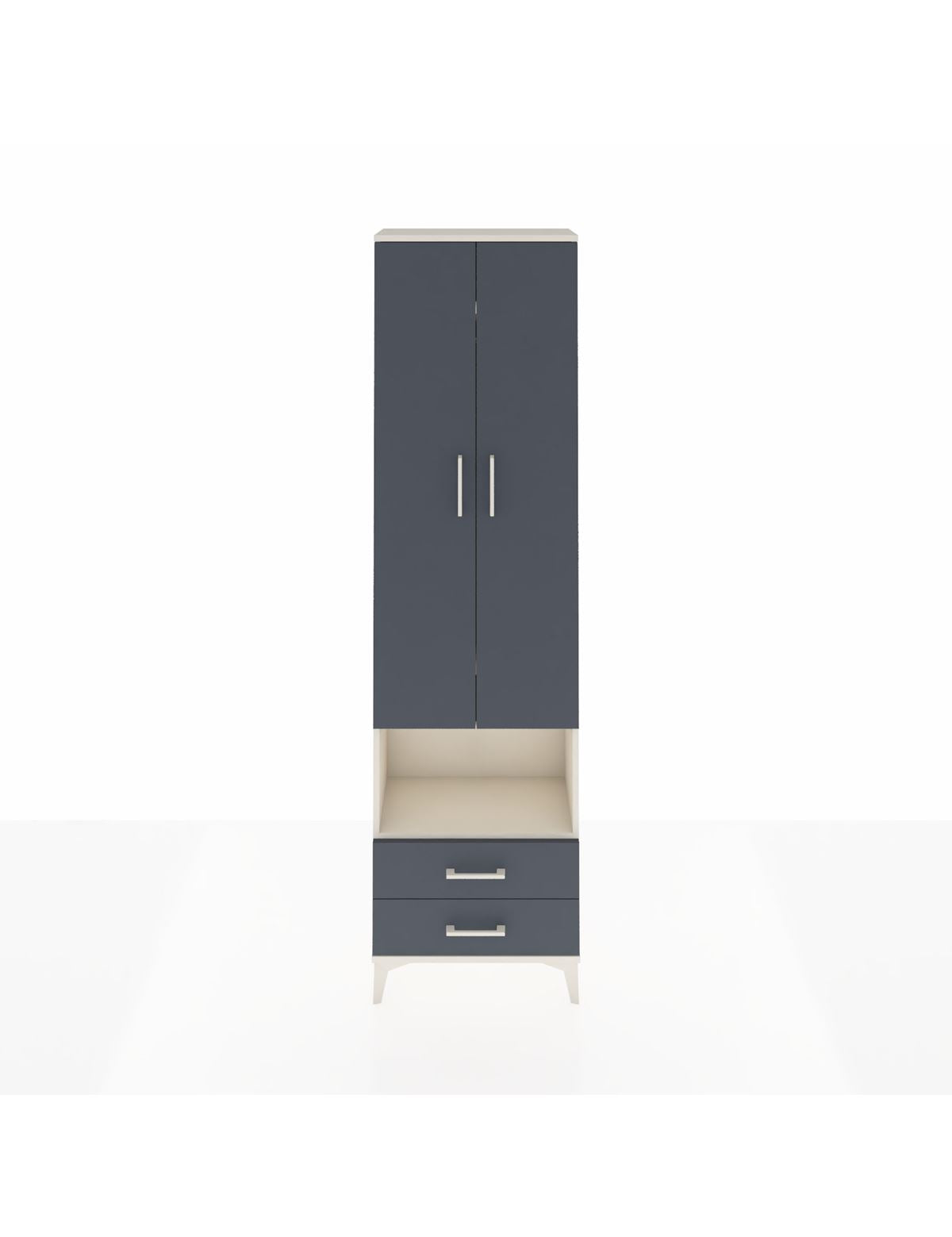 Arges Dolap 3 Raflı 2 Çekmeceli Tek Askılı 60x30x221 Aytaşı-Antrasit