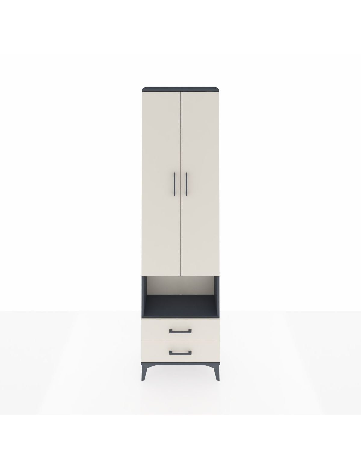 Arges Dolap 3 Raflı 2 Çekmeceli Tek Askılı 60x30x221 Antrasit-Aytaşı