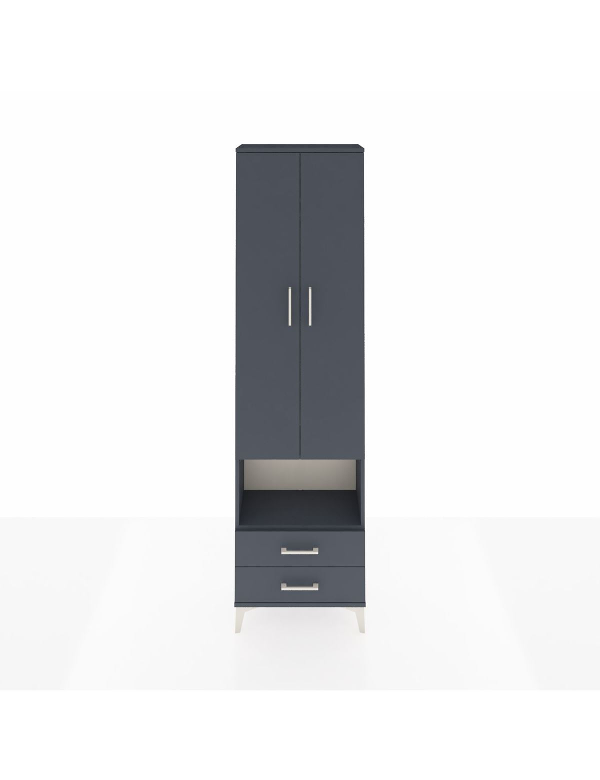 Arges Dolap 3 Raflı 2 Çekmeceli Tek Askılı 60x30x221 Antrasit-Antrasit