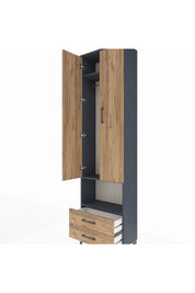 Arges Dolap 3 Raflı 2 Çekmeceli Tek Askılı 60x30x221 Antrasit-Çam