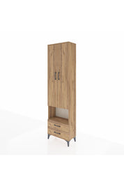 Arges Dolap 3 Raflı 2 Çekmeceli Tek Askılı 60x30x221 Çam-Çam