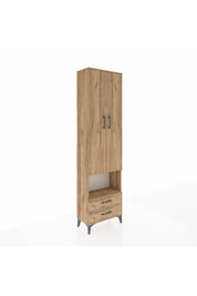 Arges Dolap 3 Raflı 2 Çekmeceli Tek Askılı 60x30x221 Çam-Çam